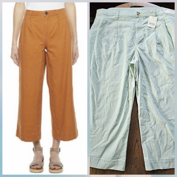 a.n.a High-Rise Wide Leg Cropped Cameo Green Pants Size Women's 22W NEW - Picture 1 of 12